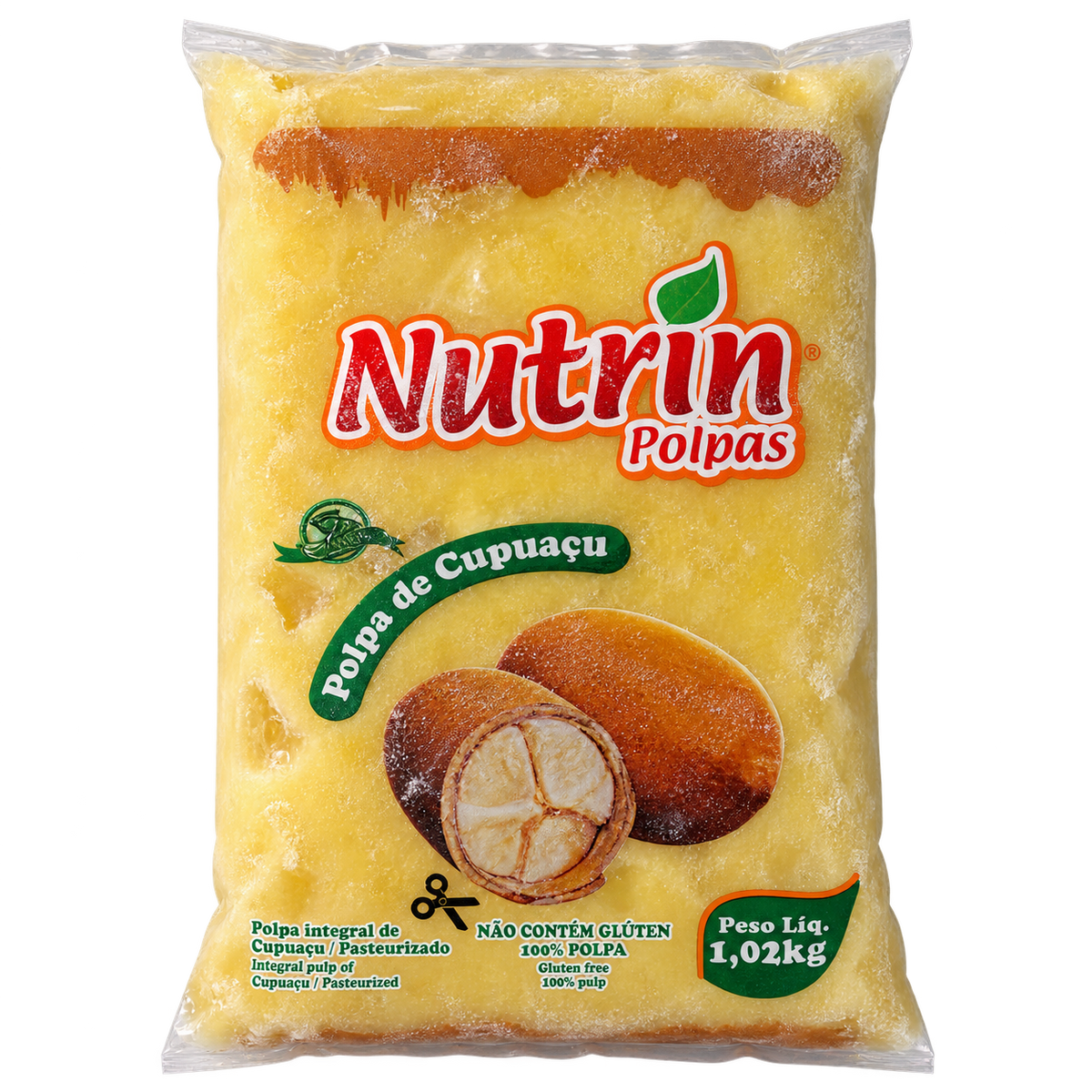 Pulpe de cupuaçu surgelée Nutrin Polpas 1,02 kg – fruit d'Amazonie 100% pure, sans gluten
