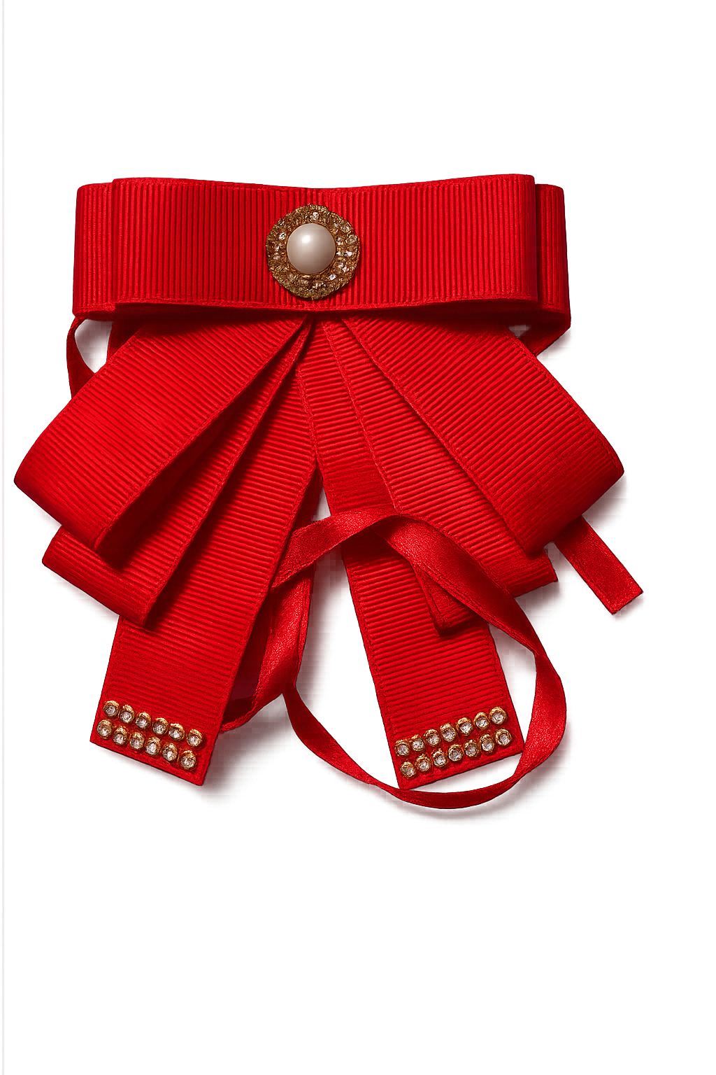 Nœud élégant rouge pour chien avec strass et perle