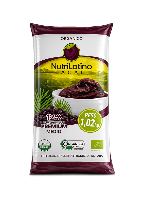 Pulpe d’Açaí Surgelée 12% Medio 1 kg – Idéale açaí bowl & smoothie (Nutrilatino)