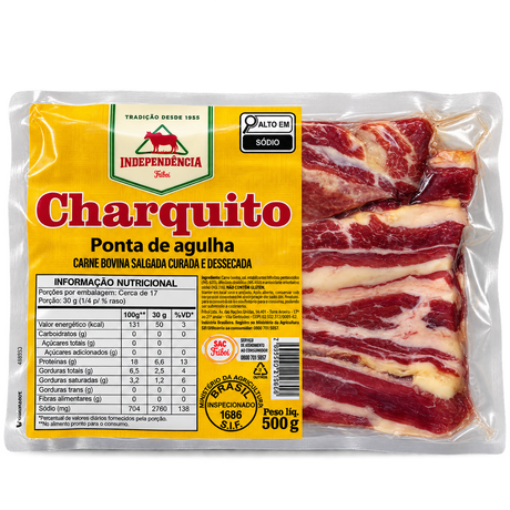 Charque Friboi Charquito ponta de agulha 500 g – viande de bœuf salée et séchée brésilienne sous vide