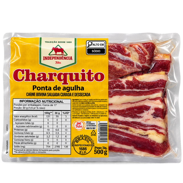 Charque Friboi Charquito ponta de agulha 500 g – viande de bœuf salée et séchée brésilienne sous vide