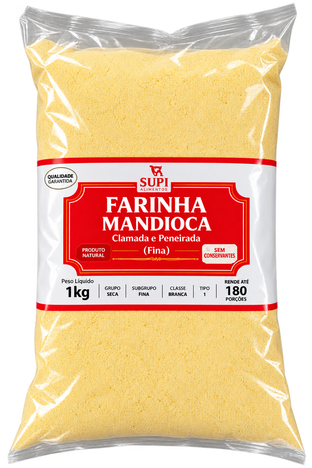 Farinha de Mandioca amarela  Fina 1kg – Farine de manioc fine jaune pour farofa et pirão