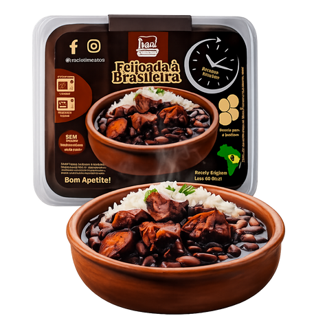 Feijoada brésilienne prête à manger – haricots noirs, viande et riz blanc